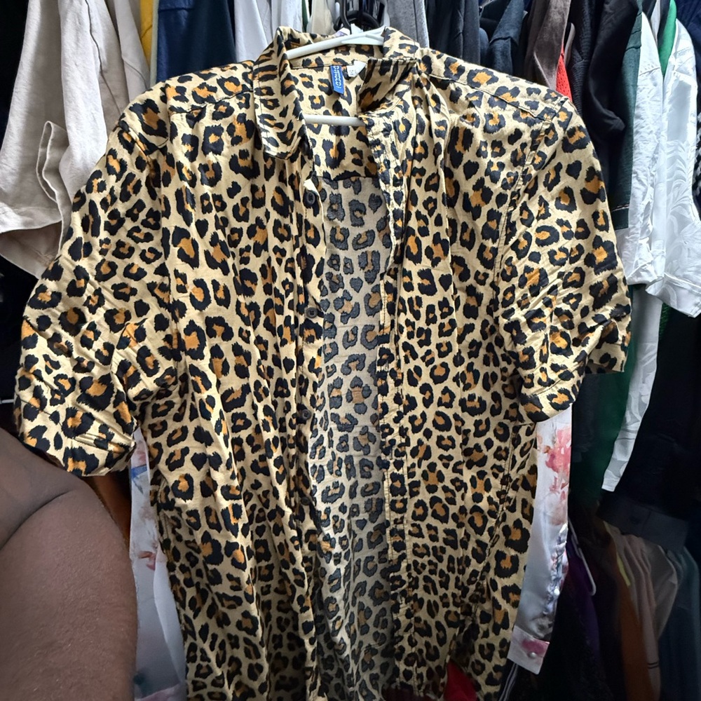 Leopard Print Button-Up Shirt